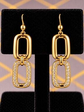 22kgp Dubai Jewelry Gold Linked Drop Earrings - Brand Unspecified